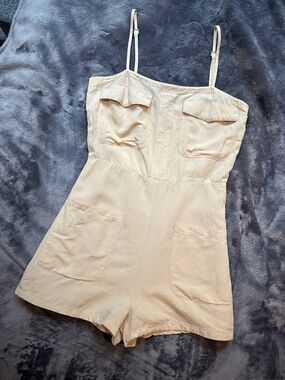 Cream Beige Romper Playsuit Lightweight Neutral Aesthetic Adjustable Straps